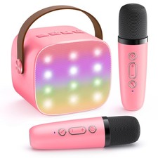 YLL Mini Karaoke Machine for Kids Adults, Portable Speaker with 2 Wireless Mi...