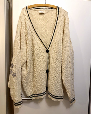 Taylor Swift Folklore Cardigan Zopfmuster Beige V-Ausschnitt Knopf XL/2XL