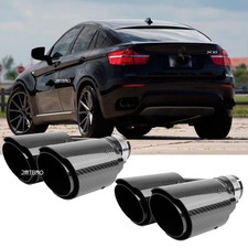 3 In Dual 4 Outlet Exhaust Tip Pipe Muffler Carbon Fiber Stainless For E71 X6 3 In Dual 4 Outlet Exhaust Tip Pipe Muffler Carbon Fiber Stainless For E71 X6