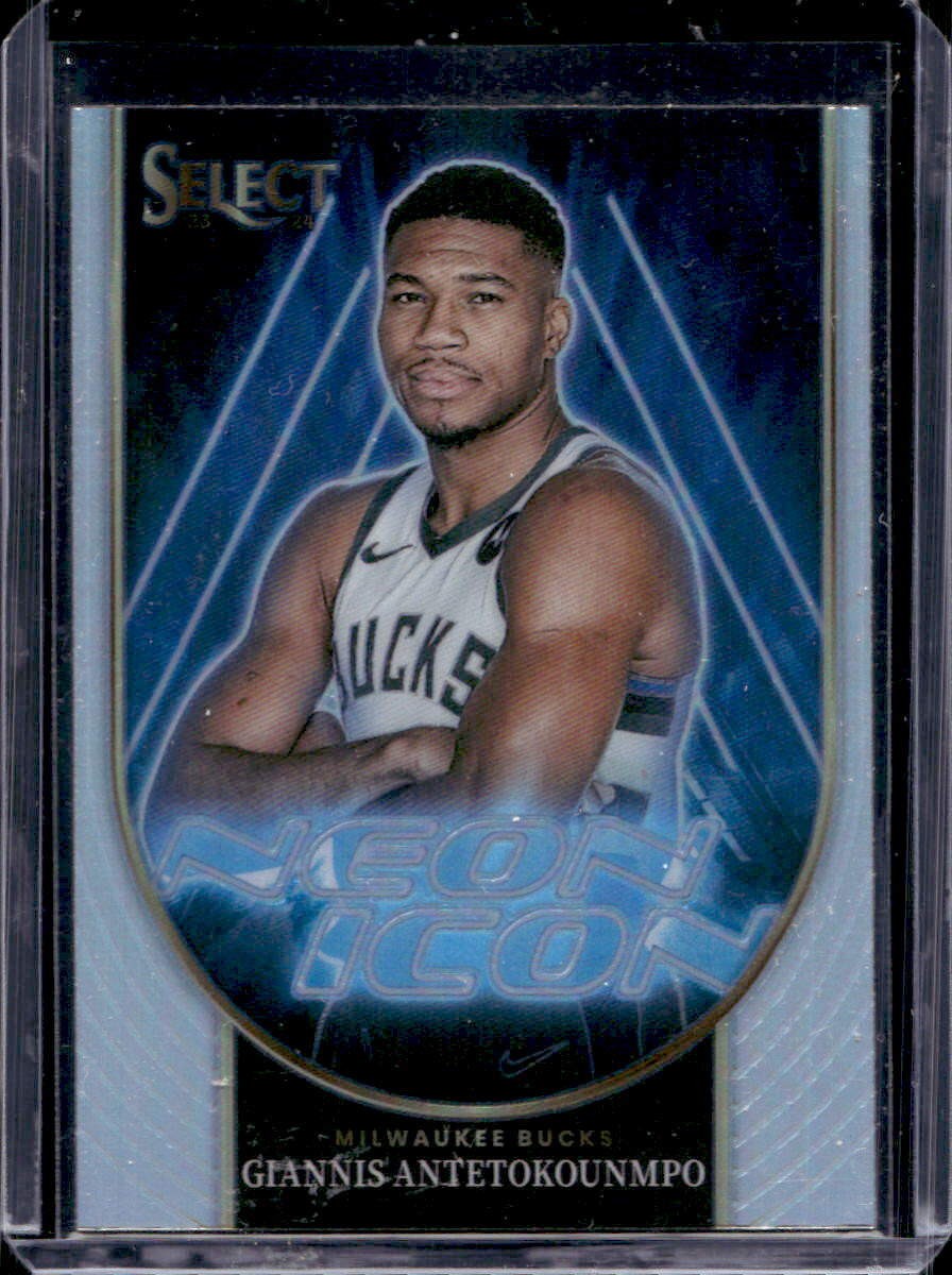 Giannis Antetokounmpo 2023-24 Panini Select Neon Icons Silver Prizm