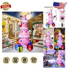 Spectacular 9ft Pink Christmas Tree Inflatable with Bright LED Lights