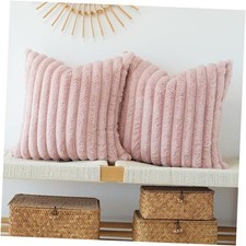 Pack of 2 Faux Fur Plush Decorative Throw Pillow 18" x 18" Pack of 2 Pink