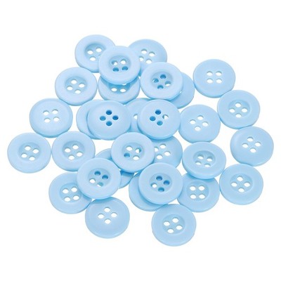 30pcs 20L Sewing Buttons 1/2'' Resin Round Flat 4-Hole Craft Buttons Light Blue