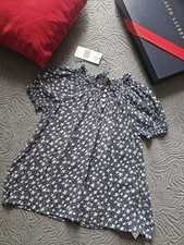 Image of New Ralph Lauren Navy Floral Print Pony Short Sleeve Girl Summer Top Age 7Y