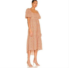 MINKPINK Morwell Midi Floral Dress Women’s Size XL Multicolor Smocked Summer