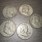 ⚪ 5 Ben Franklin Silver Half Dollars ⛃ 90%  $2.50 FV Silver Lot 50c Stack Grab ⚪