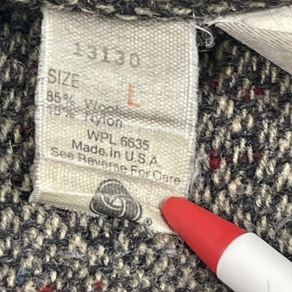 Vtg Woolrich Mackinaw Cruiser Shirt Jacket Mens Large Gray Tweed Wool USA 80s - Image 4 of 4