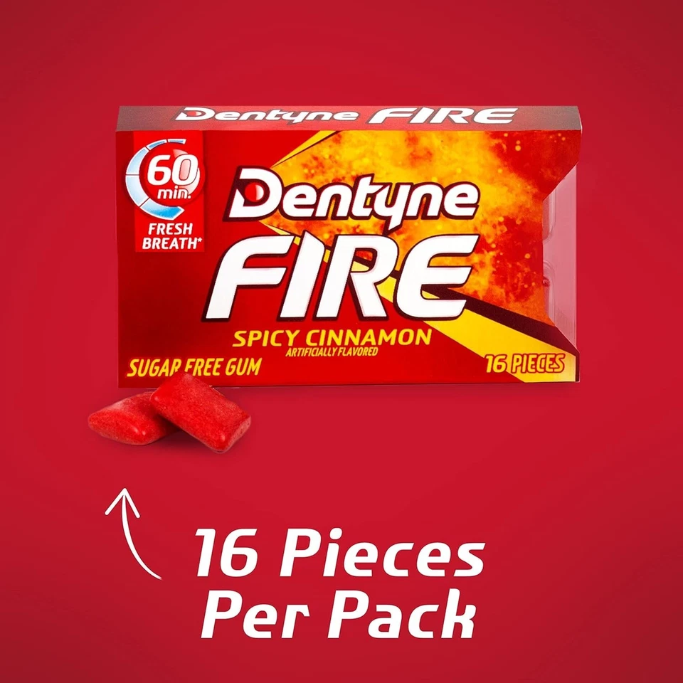 Goma Dentyne Ice Spicy Canela Sin Azúcar 9 Paquetes de 16 Piezas (144 Piezas en Total) Foto 2 de 4