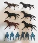 MARX FORT APACHE PLAYSET LOT 6 MOUNTED BLUE CAVALRY SOLDIERS W/ HORSES VINTAGE