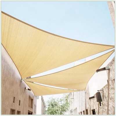 12' x 12' x 17' Beige Right Triangle CTAPT24 Sunshade Sail Canopy Mesh UPF50 NEW