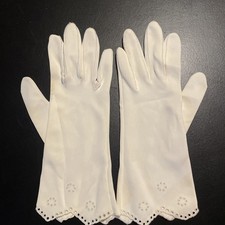 Vintage Women  s Dress Gloves Wear Right Ivory 100 Nylon Size 7 Made In Germany