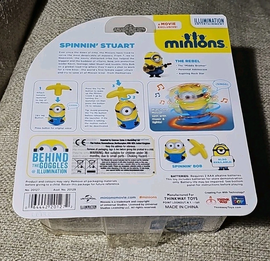RARO Despicable Me Minions Spinnin Stuart Filme Exclusivo NOVO NISP - Imagem 4 de 4