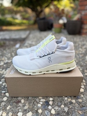 On Cloudnova Men s White/Yellow Low Top Lace-Up Athletic Sneakers