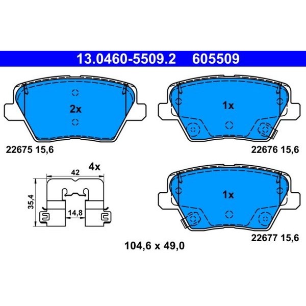 ATE 13.0460-5509.2 Bremsbelagsatz FüR Hyundai KIA I30 I30 Fastback Ceed Xceed-image