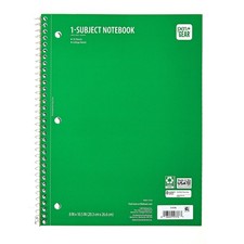 Pen Gear College Ruled 1-Subject Notebook, 8" X 10.5", Green, 70 Sheets