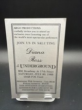 1984 Underground Diana Ross New York City Nightclub Party Invitation Flyer RARE 1984 Underground Diana Ross New York City Nightclub Party Invitation Flyer RARE