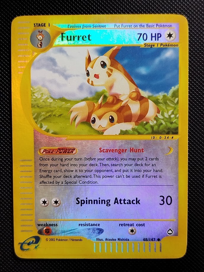 (LP-MP) Furret 48/147 2002 Aquapolis Reverse Holo Pokemon Card