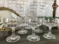 Vintage 6x Champagnerschalen Sektschalen Kristallglas Schliff Bleikristall