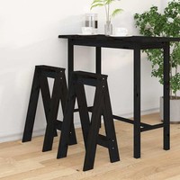 Hocker 2 Stk. Schwarz 40X40X75 Cm Massivholz Kiefer