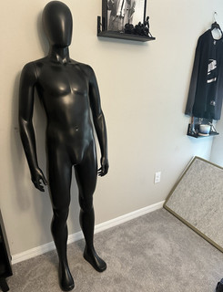 Matte Black Male Full Body Faceless Standing Mannequin Plastic Abstract
