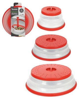 Microwave Splatter Cover Silicone Collapsible Vented 3 Pack Candy Apple Red
