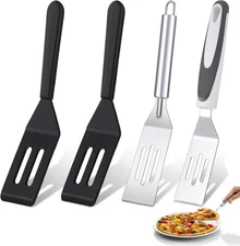 4-Piece Mini Brownies Serving Spatula Set - Stainless Steel & Silicone Nonstick 