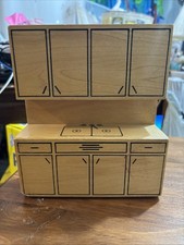 Vintage Playskool Wooden Kitchen Sink And Cabinets