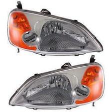 Left And Right Headlight For Honda Civic 2001-2003 Dx Ex Gx Lx Si Sedan Halogen