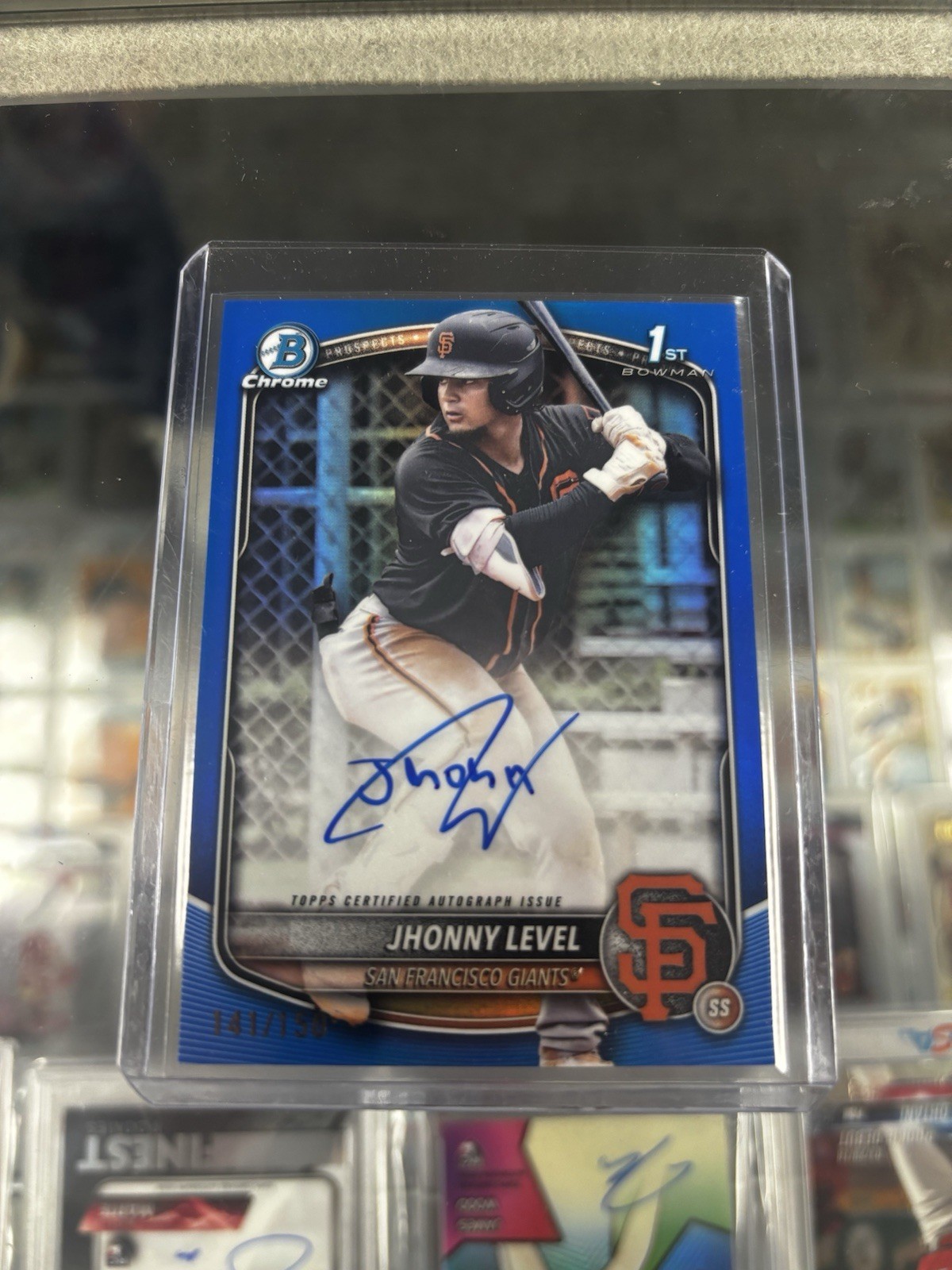 2025 Bowman Chrome Autograph Jhonny Level Blue Refractor /150 Bowman 1st CPA-JL 
