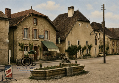 Reproduktion Poster A4 CPA Roulans (Doubs) Hotel Restaurant de la Source