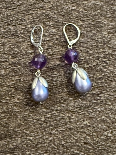 Vintage Purple 1.5” Hanging Earings - Foto 1 di 3