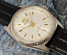 RARE Vintage Orient President Day/Date Auto Watch Rare Silver Dial