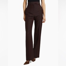 Alexander McQueen Creased Wool Trousers Burgundy Sz 0 NWT $1,190 Luxury Designer