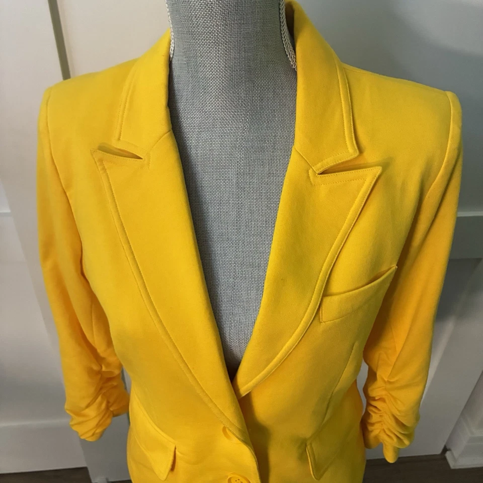 Blazer feminino Gibson amarelo brilhante, M, novo sem etiqueta - Imagem 3 de 4