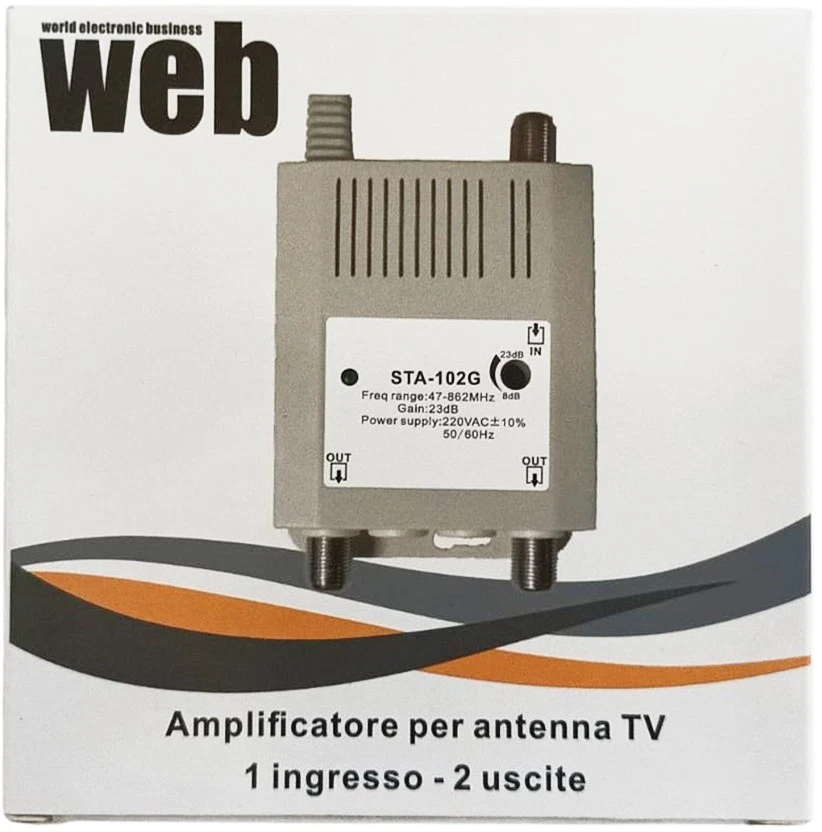 Amplificatore Antenna TV Interno 1 Ingresso 2 Uscite Potenziatore Segnale - Immagine 3 di 4