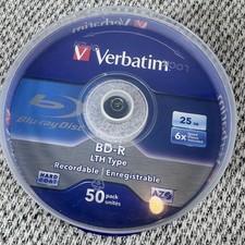 Verbatim 50-Pack BD-R LTH Recordable Blu-ray Disc 25gb 6x New Sealed