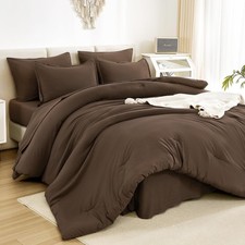 Litanika King Size Comforter Set Brown - 7 Pieces Bed in a Bag King Bedding C...