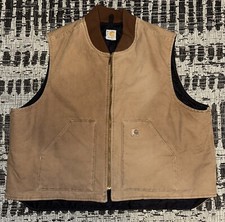 VTG Carhartt Mens Khaki Quilted Vest Size 4XL