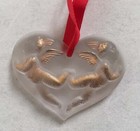 Rare LALIQUE 1996 Gold Enamel Angel Heart Clear Crystal Ornament New in Box — photo 4