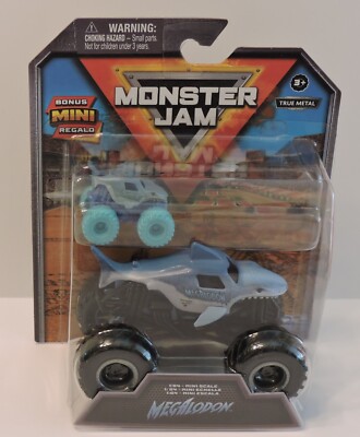 2024 MONSTER JAM MONSTER TRUCK - MEGALODON 1:64 PLUS BONUS MINI MEGALODON