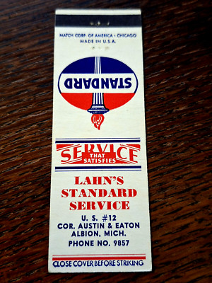 Vintage Matchbook: Lahn's Standard Gas Service Station, Albion, MI