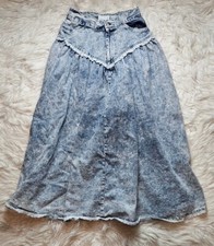 Vintage Jr's Chic Sport Acid Wash Denim Long Skirt 7