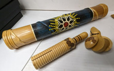 E )   3 Pcs. Of Vintage Used Wooden Musical Instruments Noise Makers