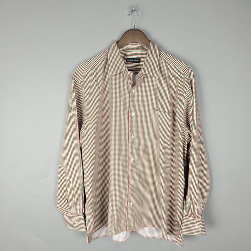 Bullock Jones Shirt Mens 2XL XXL Green Red Check Italian Made Sport Casual - Picture 2 of 11