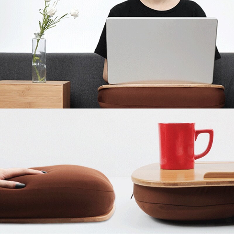 2X(Lap Desk with Pillow Cushion,Laptop Stand with Slot for Tablet