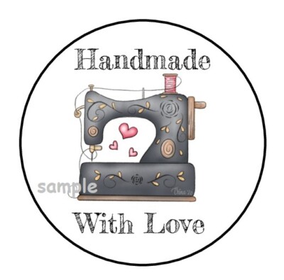 30 HANDMADE WITH LOVE ENVELOPE SEALS LABELS STICKERS 1.5'' ROUND HAND MADE SEWING