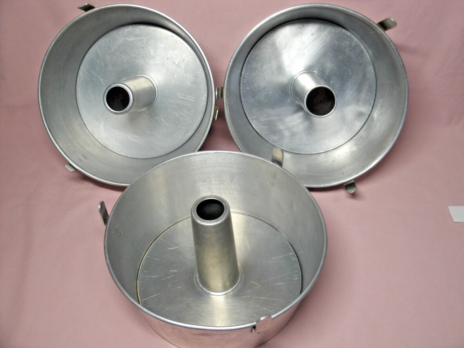 3 BUNDT CAKE ANGEL FOOD PAN MIRRO & WERE-EVER WITH 3 TUBES MADE IN USA