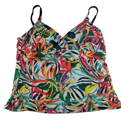 Apt. 9 Faux Wrap Tankini Top Women's Size 3X Red Floral Print Removable Pads