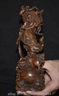 8" Rare Old Chinese Boxwood Carving Arhat Damo Bodhidharma Dharma Buddha Statue