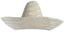WHITE MEXICAN SOMBRERO HAT NO POM POM WILD WESTERN FANCY DRESS COSTUME ACCESSORY